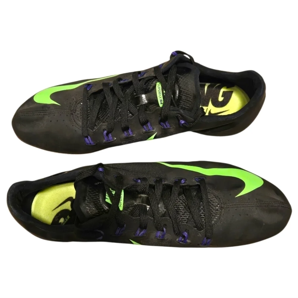 Nike Zoom Superfly R4 Black Green Athletic Track And Field Spike Shoes Size 10.5